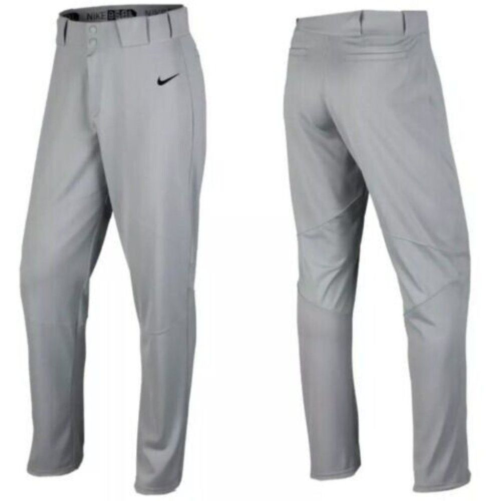 Nike Men's Gray Swoosh Vapor Straight Leg Casual Baseball Pants Size M